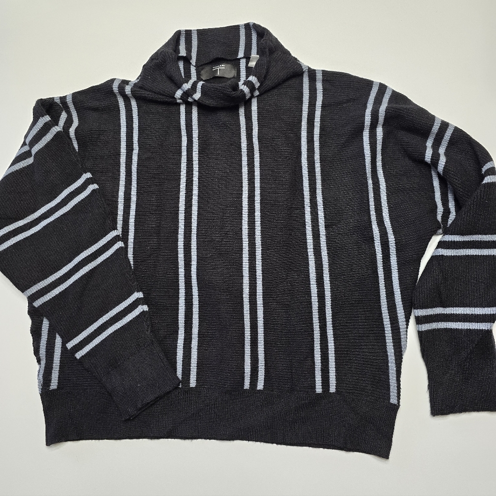 Ladies Tahari Are The Softest Sweaters You Can Buy Black and Gray Striped